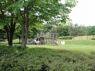 緑ヶ丘公園　アスレチックで遊ぶ子供達