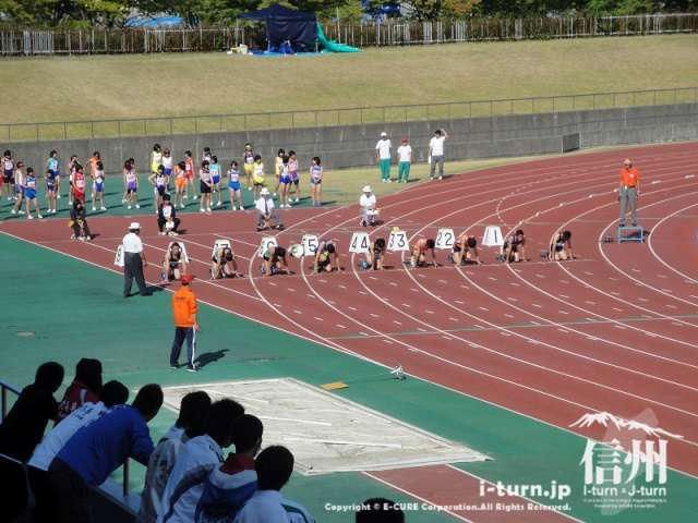 長野県大会で１００メートル予選の競技