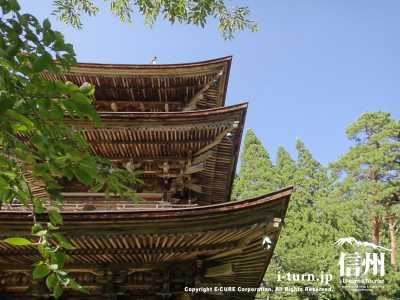 新海三社神社の三重の塔の屋根
