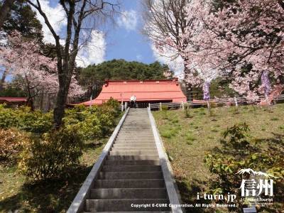 弘妙寺の階段を下から見上げたところ